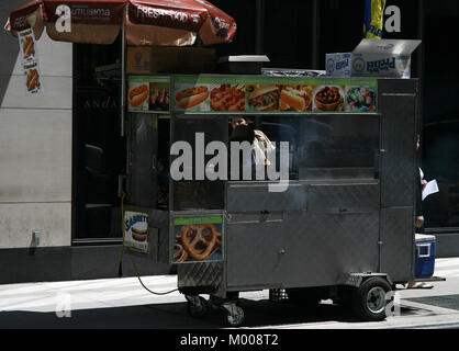 Hot-Dog/schnell Essen Wagen in New York City Street, New York State, USA. Stockfoto