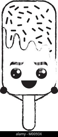 Kawaii ice cream stick Zeichentrickfigur Stock Vektor