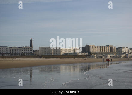 Panoramablick auf die Stadt Borkum an einem Wintertag Stockfoto