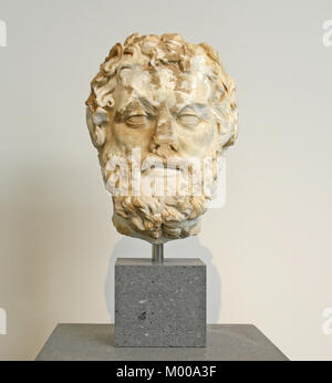 Marmor Kopf Büste eines bärtigen Mannes aus der römischen Kaiserzeit, 200 AD, an der Metropolitan Museum der Kunst (Met), Upper Manhattan, New York City, Stockfoto
