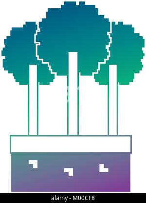 Satz von Pixel baum laub trunk Natur Stock Vektor