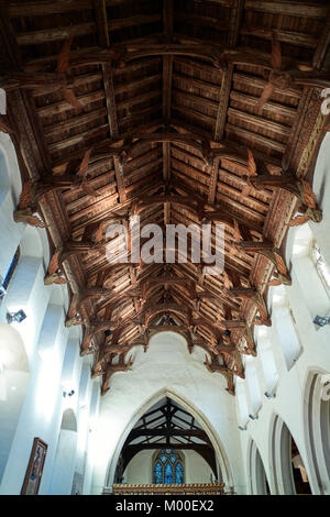 Dach Detail der Hl. Jungfrau Maria Kirche in Grundisburgh Dorf, Suffolk Stockfoto