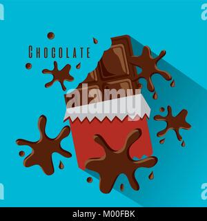 Schokolade gebissen in Paket- und Spritzwasser Stock Vektor