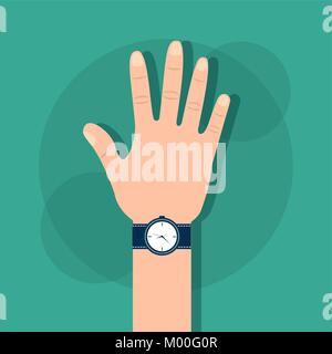 Die menschliche Hand mit armbanduhr Zeit Stock Vektor