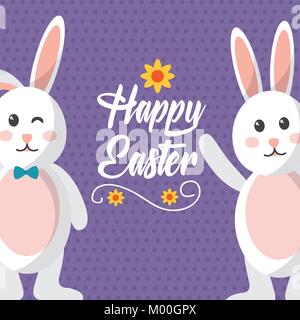 Frohe Ostern Häschen winken und wink Ausdruck Stock Vektor