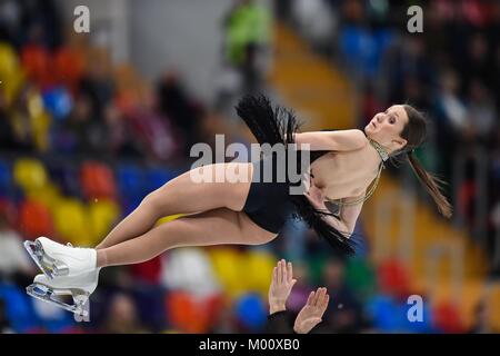 Moskau, Russland. 17 Jan, 2018. Annika Hocke führt im Paar mit Ruben Blommaert von Deutschland während der ISU Europameisterschaften 2018 in Moskau, Russland, Jan. 17, 2018. Credit: Evgeny Sinitsyn/Xinhua/Alamy leben Nachrichten Stockfoto