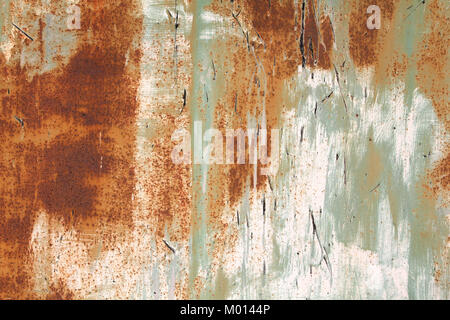 Rostiges Metall Grunge Hintergrund. Rostigem Stahl Zinn abstrakte Muster. Stockfoto