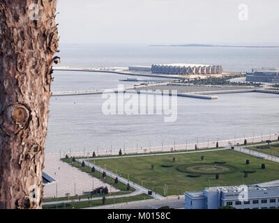 BAKU, Aserbaidschan - Dezember 28, 2017: Panorama der Baku. Ansicht von oben auf die Crystal Hall. Stockfoto