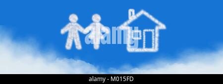 Haus und paar Cloud Symbole mit Sky Stockfoto