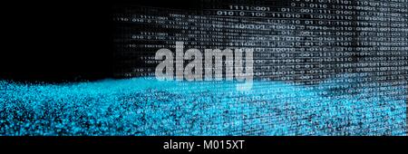 Code binäre Schnittstelle und blauen Teilchen Hintergrund Stockfoto