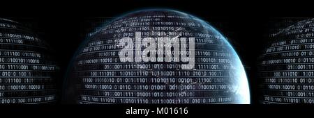 Code binäre Schnittstelle und dem Planeten Erde Hintergrund Stockfoto