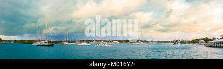 Panorama des Hafens von Hopetown, Bahamas. Stockfoto