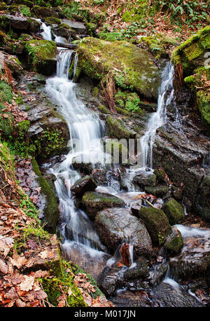 Sanft Cascading Wasser, fließt in den Fluss Douglas auf Rivington Stockfoto