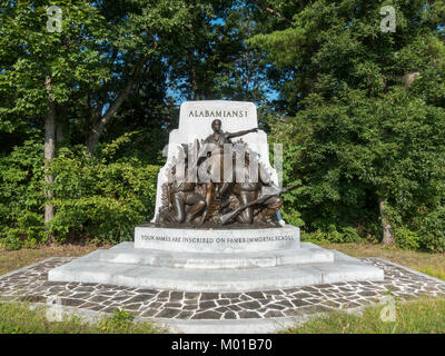 Die Alabama State Monument, Warfield Ridge, Gettysburg National Military Park, Gettysburg, Pennsylvannia, United States. Stockfoto