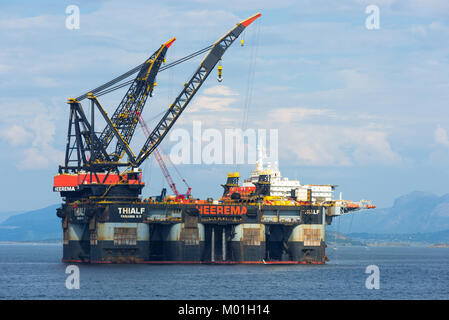 Bohrinseln abseits der norwegischen Küste in der Nähe von Stavanger. Stockfoto