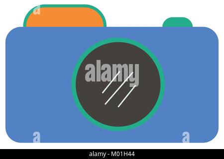 Abbildung: ein Foto Kamera im Comic-stil, Vektor einer Kamera mit Objektiv im Cartoon Stil/abstrakte digitale Kamera / Kamera für Kinder/Digi Cam Stock Vektor