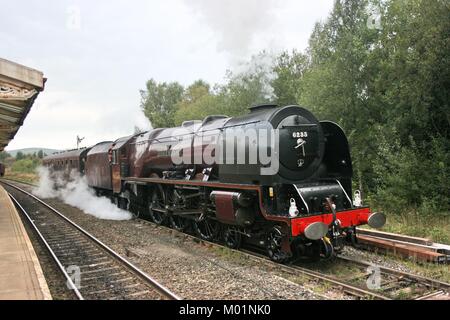 LMS Pacific Dampflok Nr. 6233 Herzogin von Sutherland Hellifield, 19. September 2009 - Hellifield, Yorkshire, Vereinigtes Königreich Stockfoto