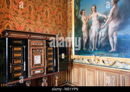 CHENONCEAUX, Frankreich - 8. JULI 2010: Innenraum der Studie in Schloss Chateau de Chenonceau. Die aktuelle Palast wurde in Indre-et-Loire Departement L Stockfoto