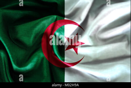 Algerien Flagge Muster auf dem Stoff Textur, Vintage Style Stockfoto