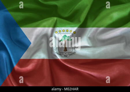 Äquatorialguinea Flagge Muster auf dem Stoff Textur Stockfoto