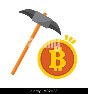 Bitcoin Mining Spitzhacke Vector Illustration Graphic Design Stock Vektor