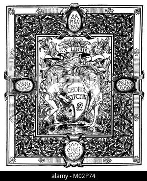 Exlibris für geirge Kitchin, 1893 Buch platte Design von dem Künstler Frederick Colin Tilney aus dem Studio Magazin Stockfoto