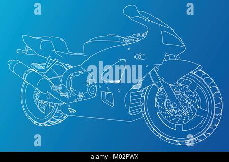 Blueprint sport Bike. EPS 10-Format. Vektor erstellt von 3d Stock Vektor