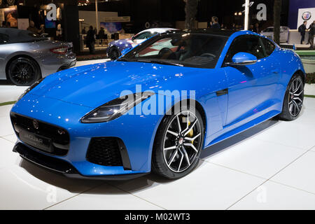 Brüssel - Jan 10, 2018: Jaguar F-Type Sportwagens auf dem Automobil-Salon in Brüssel vorgestellt. Stockfoto