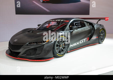 Brüssel - Jan 10, 2018: Honda NSX GT3-Rennwagen auf dem Automobil-Salon in Brüssel vorgestellt. Stockfoto