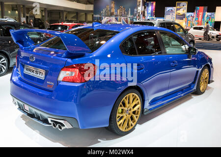 Brüssel - Jan 10, 2018: Subaru WRX STI Auto auf dem Automobil-Salon in Brüssel vorgestellt. Stockfoto