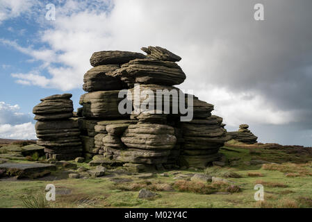 Das Rad Steine auf Derwent Kante im Peak District National Park, Derbyshire, England. Stockfoto