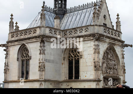 Kapelle St. Hubert, wo Leonardo Da Vinci in Amboise, Frankreich begraben ist. Stockfoto