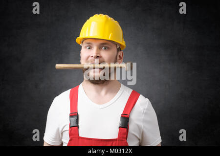 Verrückt Bauarbeiter Stockfoto