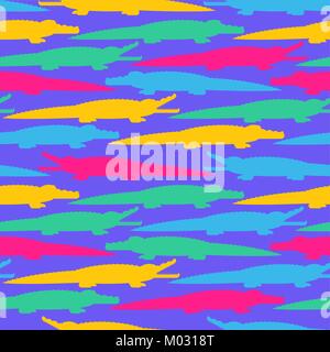 Krokodil nahtlose Muster. Krokodil Kinder tuch Ornament. Predator Tier Hintergrund. Vector Illustration Stock Vektor