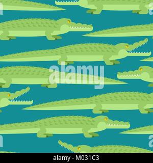 Krokodil nahtlose Muster. Krokodil Kinder tuch Ornament. Predator Tier Hintergrund. Vector Illustration Stock Vektor