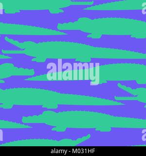 Krokodil nahtlose Muster. Krokodil Kinder tuch Ornament. Predator Tier Hintergrund. Vector Illustration Stock Vektor