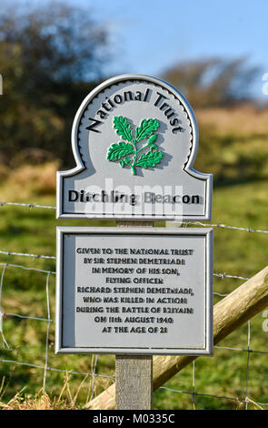 Brighton UK vom 18. Januar 2018 - Ditchling Beacon Naturschutzgebiet auf der South Downs Way Nördlich von Brighton Stockfoto