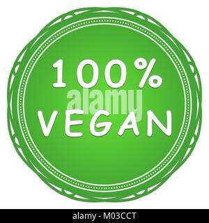 Vegan 100 Prozent Grün auf weißem Hintergrund Stockfoto