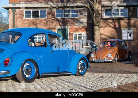 1972 1300 cc VW Beetle Auto in Bicester Heritage Center. Oxfordshire, England Stockfoto