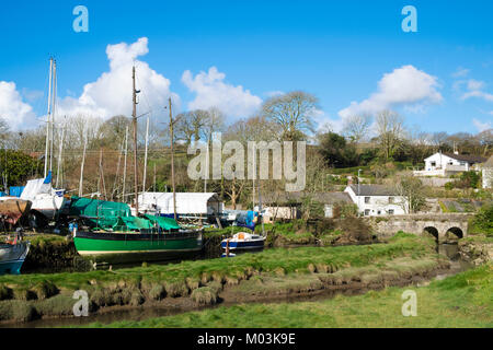 Das Riverside Dorf gweek am Kopf des Helford River in der Nähe von helston in Cornwall, England, Großbritannien, Großbritannien. Stockfoto