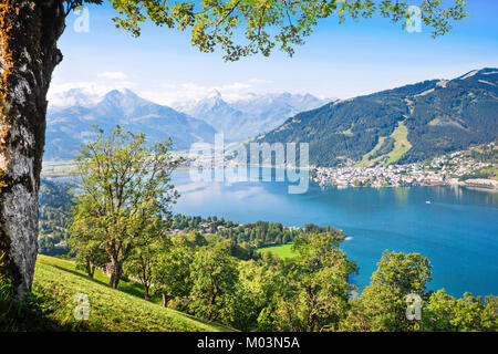 Schöne Landschaft mit Alpen und Zeller See in Zell am See, Salzburger Land, Österreich Stockfoto