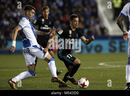 Leganes, Spanien. 18. Januar, 2018. Lucas Vazquez während des Spiels, Jan 2018 Leganés und Real Madrid CF Butarque Stadium, Copa del Rey Viertelfinale Tannen Bein match Credit: Manu Reino/SOPA/ZUMA Draht/Alamy leben Nachrichten Stockfoto