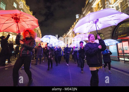 London, Großbritannien. 18 Jan, 2018. Das Dachprojekt von Cirque Bijou an der Regent Street, Teil der Lumiere London Festival in London 2018. Foto Datum: Donnerstag, 18. Januar 2018. Credit: Roger Garfield/Alamy leben Nachrichten Stockfoto