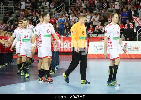 Zagreb, Kroatien. 18 Jan, 2018. 18. Januar 2018, Arena Zagreb, Zagreb, Kroatien; 2018 europäischen Mens Handball-WM, Kroatien gegenüber Belarus; Quelle: Laurent Lairys/Agence Locevaphotos/Alamy leben Nachrichten Stockfoto