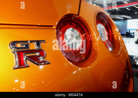 Montreal, Kanada. 18 Jan, 2018. In der Nähe von tailights eines Nissan GT-R Sportwagen auf der Auto Show in Montreal. Credit: Mario Beauregrad/Alamy leben Nachrichten Stockfoto