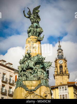 Vitoria, Spanien - Januar 12, 2018: Virgen Blanca Square in Vitoria. Vitoria-Gasteiz ist die Hauptstadt der Autonomen Gemeinschaft Baskenland ein Stockfoto