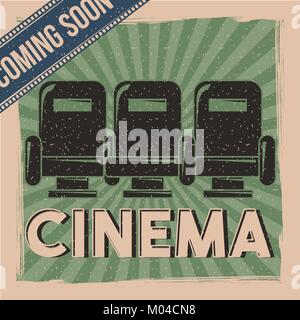 Cinema Retro Poster Film demnächst Sitze Dekoration Stock Vektor