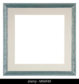 Leeren Bilderrahmen auf weißen, quadratischen Format isoliert, in eine Hand gemalte Waschblauen mit Matten Stockfoto