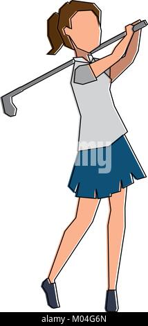 Frau Golfspieler, der Avatar Vector Illustration Design Stock Vektor