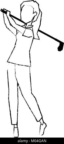 Frau Golfspieler, der Avatar Vector Illustration Design Stock Vektor